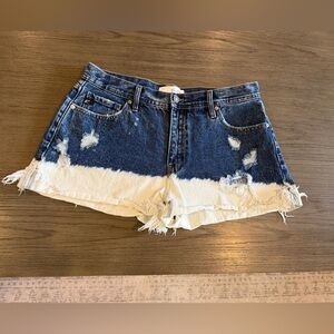 KanCan Two-Tone Distressed Jean Shorts